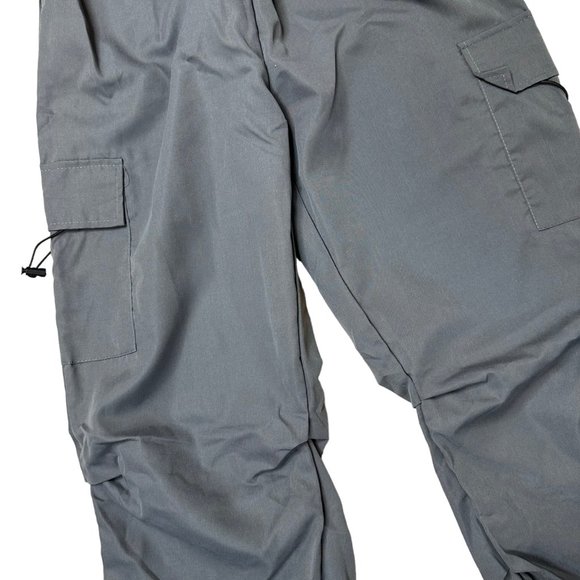 Women Cargo Pants Capris Y2K Medium M Gray Elastic Waist High Rise Drawstring - Picture 11 of 12